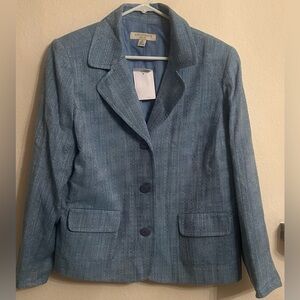 NWT Appleseed’s Petites Blazer Jacket Blue Textured Career Work Size 16P